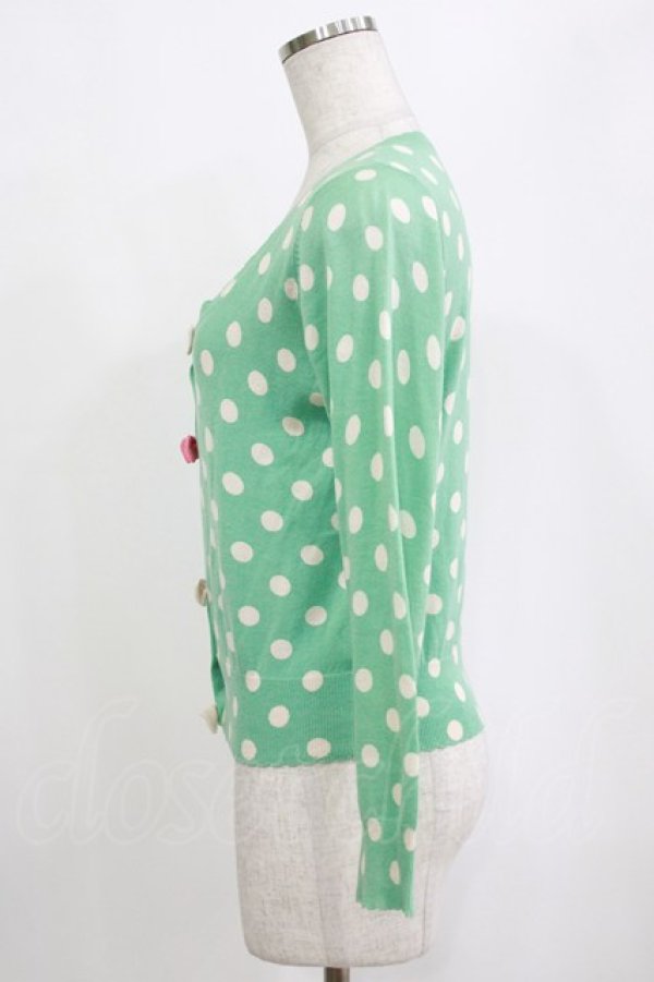 画像2: Emily Temple cute / リボンドットカーディガン  グリーン H-26-01-19-042-ET-TO-KB-ZH (2)