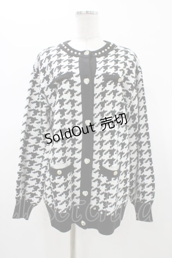 画像1: Ank Rouge / ビジューボタン千鳥カーデ M ブラック H-26-01-19-1045-CA-TO-NS-ZH (1)