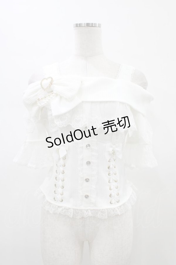 画像1: LIZ LISA / サイドリボンリブカットトップス free ホワイト H-26-01-19-1047-LO-TO-YZ-ZH (1)