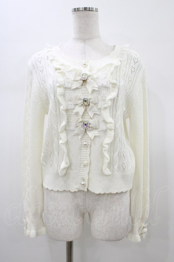 画像1: LIZ LISA / はしごレースハートフリルカーディガン FREE ホワイト H-26-01-19-1048-LO-TO-YZ-ZH (1)