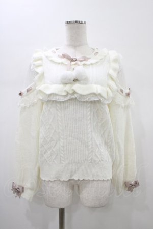 画像: LIZ LISA / ポンポンリボンレースヨークニットトップス Free オフ H-26-01-19-1051-LO-TO-NS-ZH