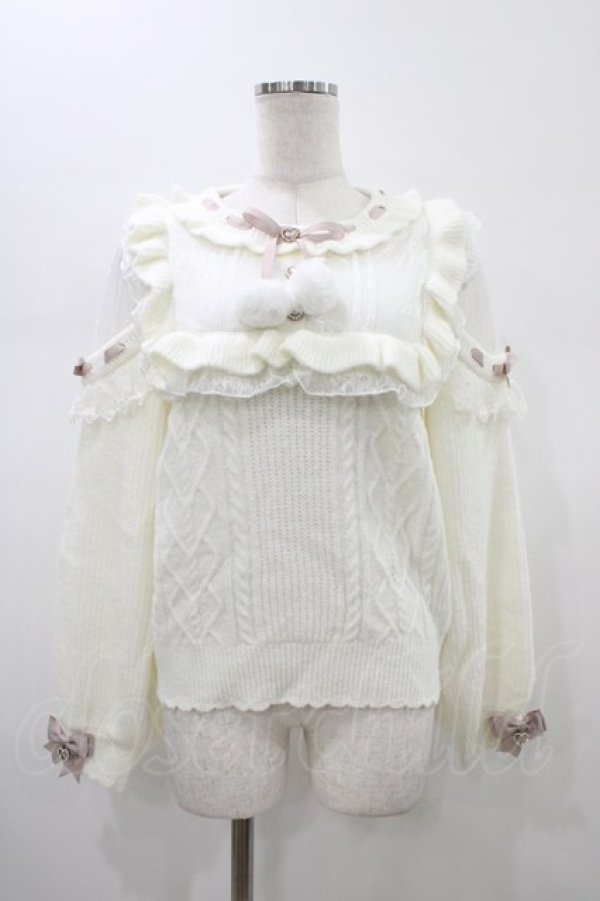 画像1: LIZ LISA / ポンポンリボンレースヨークニットトップス Free オフ H-26-01-19-1051-LO-TO-NS-ZH (1)