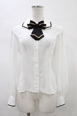 画像: Innocent World White / リボンタイ付きブラウス M オフ H-26-01-19-1052-IW-BL-NS-ZH