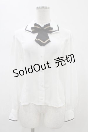 画像: Innocent World White / リボンタイ付きブラウス M オフ H-26-01-19-1052-IW-BL-NS-ZH