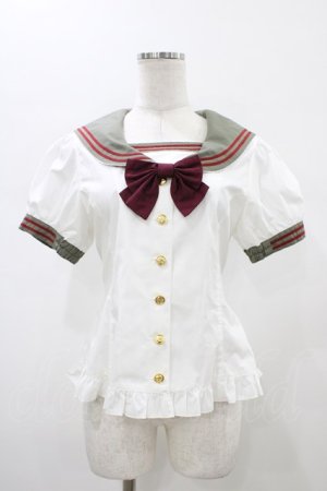 画像: metamorphose / リボンセーラーブラウス Free オフ/カーキ H-26-01-19-1053-ME-BL-NS-ZH