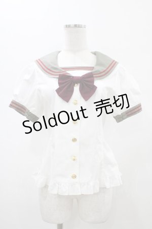 画像: metamorphose / リボンセーラーブラウス Free オフ/カーキ H-26-01-19-1053-ME-BL-NS-ZH