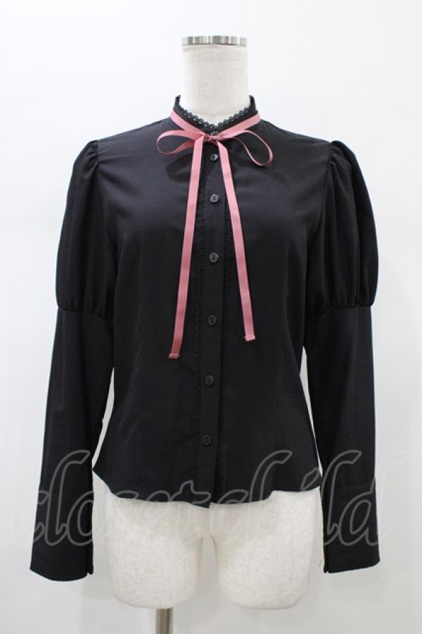 画像1: Kurumi Collaboration / KRデシンジゴスリブラウス SS ブラック H-26-01-19-1059-0-BL-NS-ZH (1)