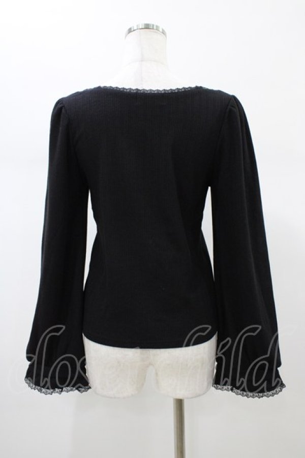 画像2: Rojita / デコルテリボンロゴトップス Free ブラック H-26-01-19-1060-LO-TO-NS-ZH (2)