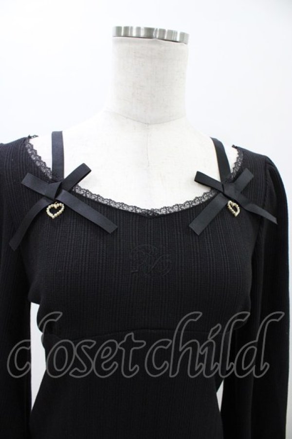 画像3: Rojita / デコルテリボンロゴトップス Free ブラック H-26-01-19-1060-LO-TO-NS-ZH (3)