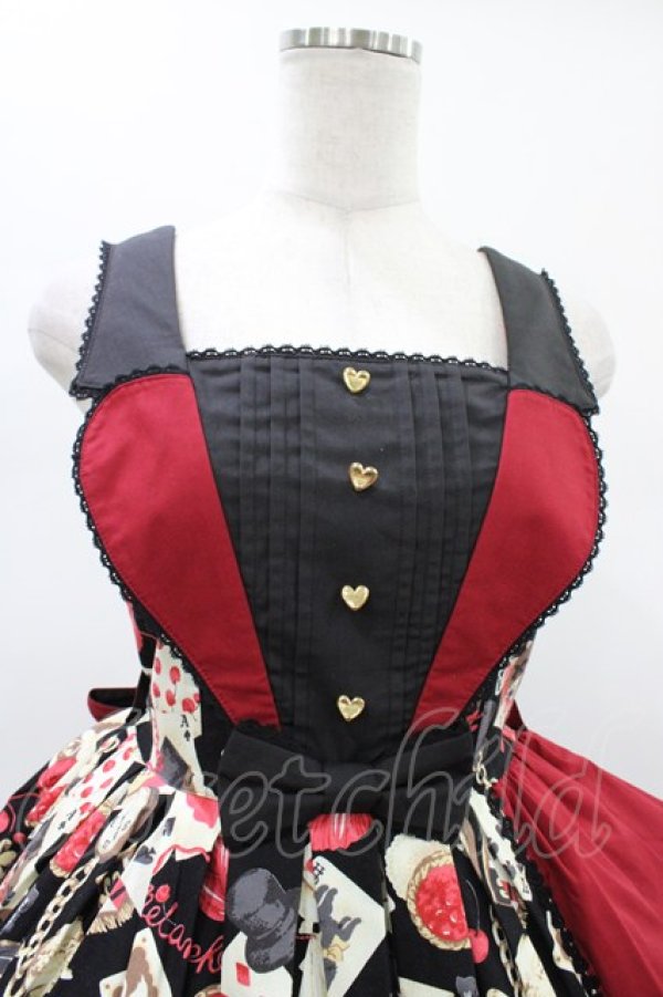 画像4: metamorphose / Wonder Card Queen of Hearts ジャンパースカート サイズ1 ブラック H-26-01-19-1021-ME-OP-NS-ZH (4)