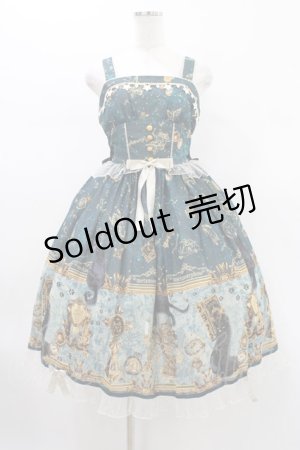 画像: metamorphose / 黒猫と魔法の地図リボンジャンパースカート サイズ1 グリーン H-26-01-19-1023-ME-OP-NS-ZH