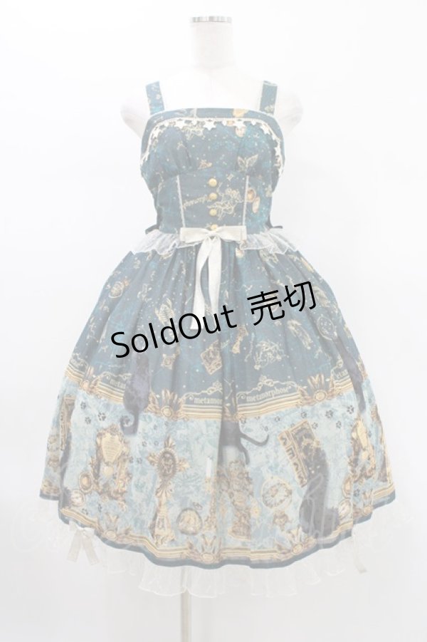 画像1: metamorphose / 黒猫と魔法の地図リボンジャンパースカート サイズ1 グリーン H-26-01-19-1023-ME-OP-NS-ZH (1)