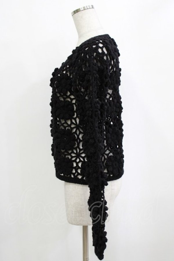 画像2: merry jenny / flowerクロシェカーディガン  ブラック H-26-01-19-055-LO-TO-KB-ZH (2)