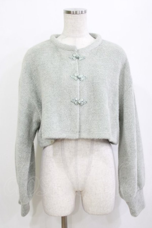 画像1: merry jenny / fluffyチャイナニットソーカーディガン  ミントグリーン H-26-01-19-059-LO-TO-KB-ZH (1)