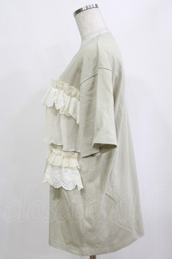 画像2: merry jenny / レースフリルカットソー  ライトカーキ H-26-01-19-062-LO-TO-KB-ZH (2)