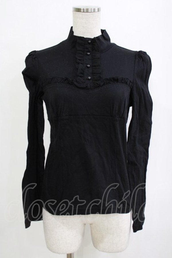 画像1: BPN / ハイネックフリルカットソー  ブラック H-26-01-19-063-GO-TO-KB-ZH (1)