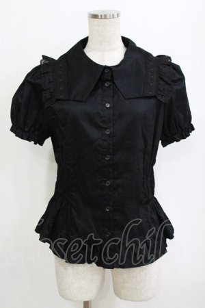 画像: BPN / サイドシャーリングパフブラウス  ブラック H-26-01-19-064-GO-BL-KB-ZH