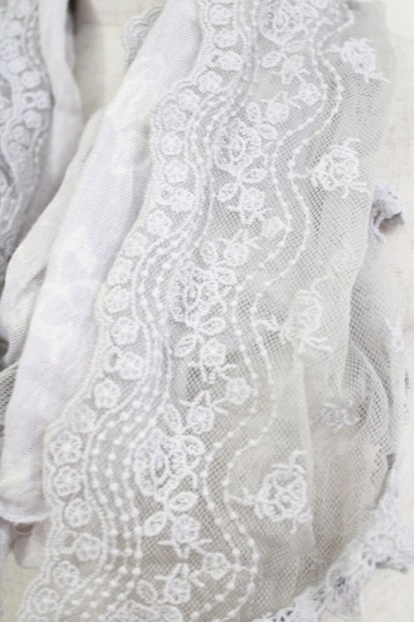 画像2: axes femme / プリントレースストール  グレー H-26-01-19-065-AX-ZA-KB-ZH (2)