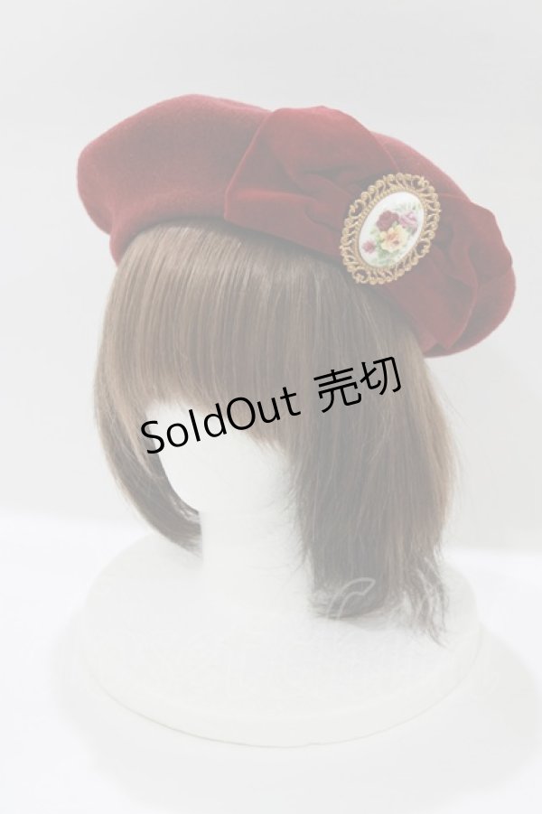 画像1: corgi-corgi / 別珍リボンベレー  ワイン H-26-01-19-076-GO-AC-KB-ZH (1)