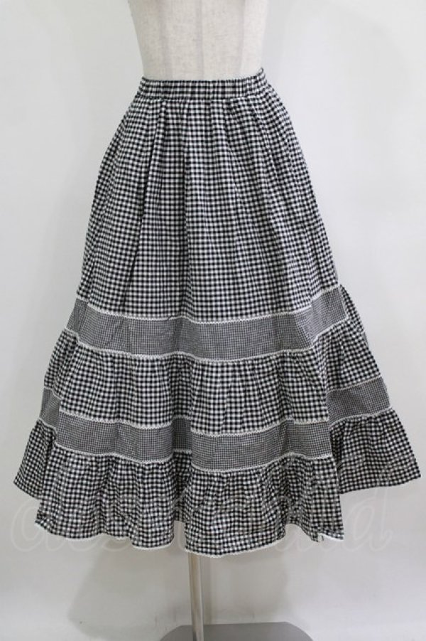 画像1: merry jenny / イレギュラーチェックフレアスカート  ブラック H-26-01-19-010-LO-SK-KB-ZH (1)