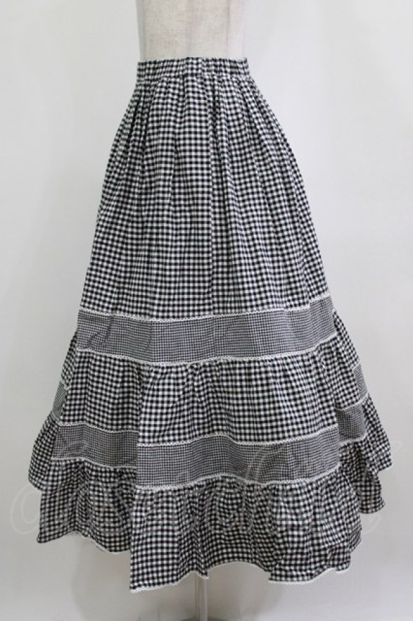 画像2: merry jenny / イレギュラーチェックフレアスカート  ブラック H-26-01-19-010-LO-SK-KB-ZH (2)