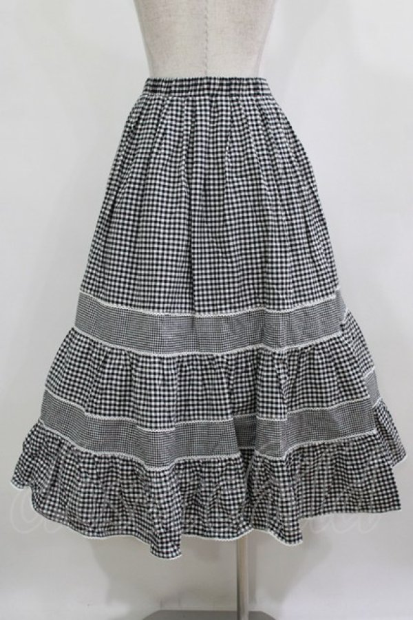 画像3: merry jenny / イレギュラーチェックフレアスカート  ブラック H-26-01-19-010-LO-SK-KB-ZH (3)