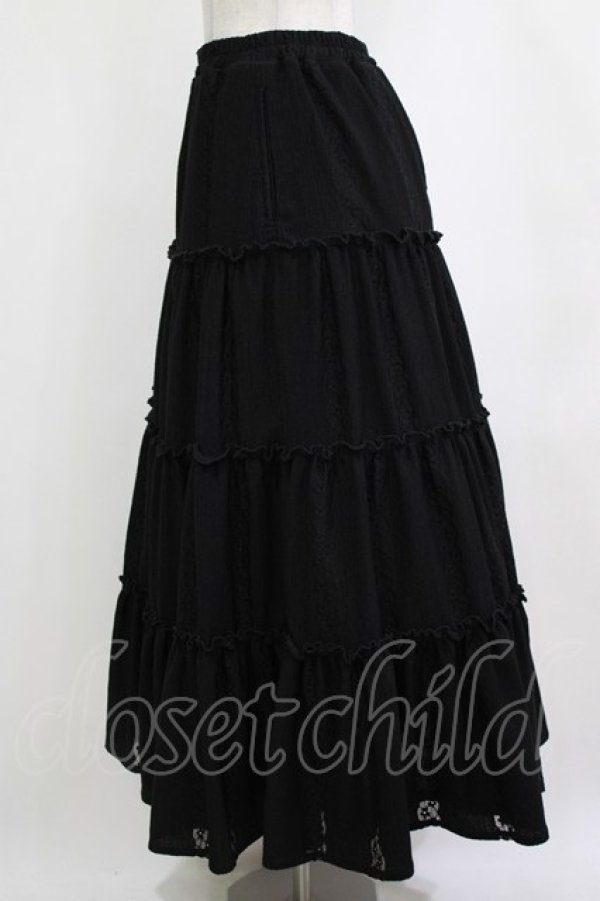 画像2: merry jenny / スカラップカットレースティアードスカート  ブラック H-26-01-19-011-LO-SK-KB-ZH (2)