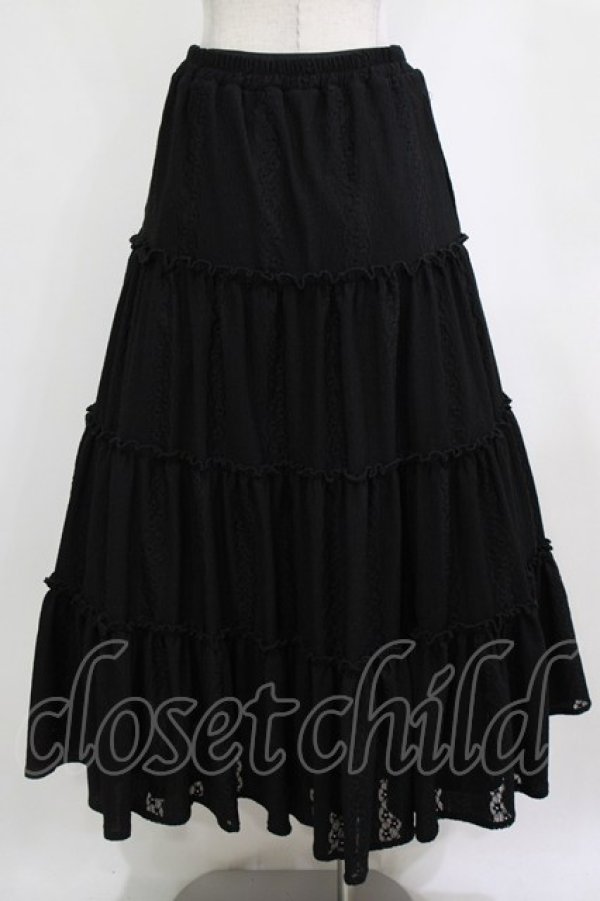 画像3: merry jenny / スカラップカットレースティアードスカート  ブラック H-26-01-19-011-LO-SK-KB-ZH (3)