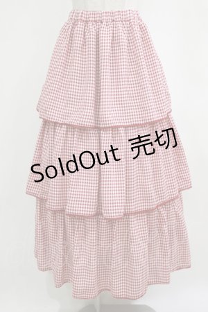 画像: merry jenny / ギンガムティアードスカート  レッド H-26-01-19-012-LO-SK-KB-ZH