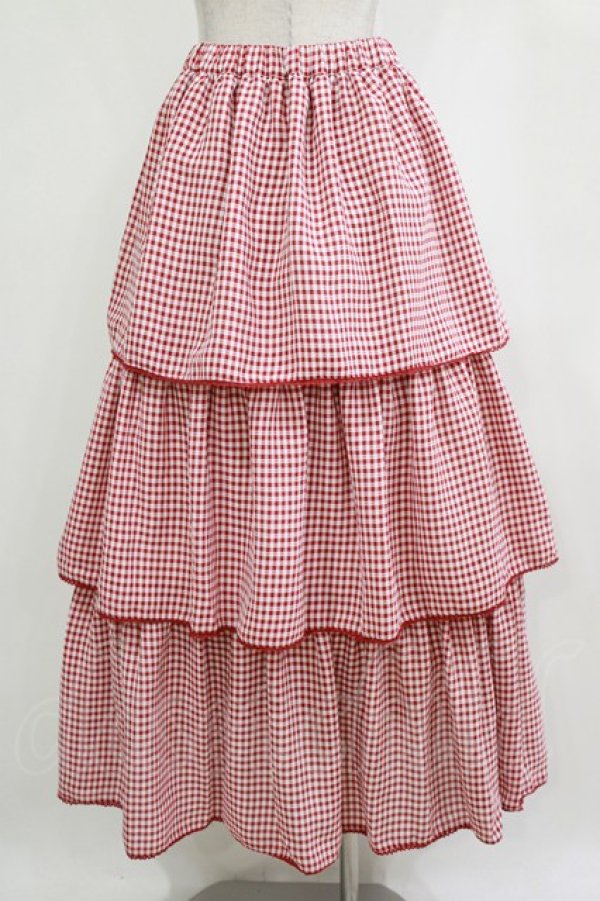 画像3: merry jenny / ギンガムティアードスカート  レッド H-26-01-19-012-LO-SK-KB-ZH (3)