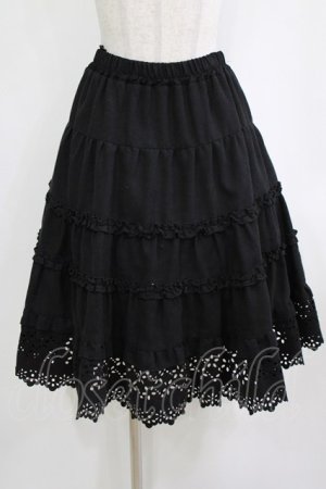 画像: axes femme / カットワークスカート  ブラック H-26-01-19-016-AX-SK-KB-ZH