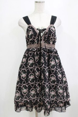 画像: axes femme / ローズリースシフォンワンピース  ブラック H-26-01-19-018-AX-OP-KB-ZH