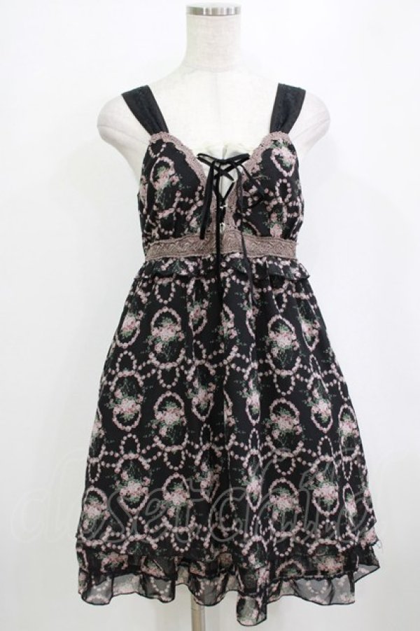 画像1: axes femme / ローズリースシフォンワンピース  ブラック H-26-01-19-018-AX-OP-KB-ZH (1)