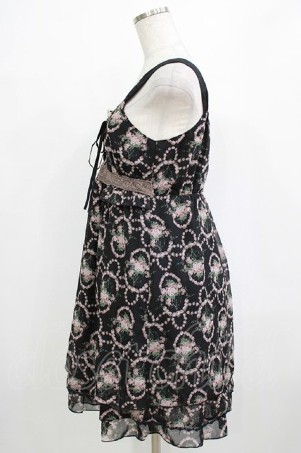 画像2: axes femme / ローズリースシフォンワンピース  ブラック H-26-01-19-018-AX-OP-KB-ZH (2)