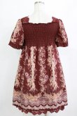 画像3: axes femme / ローズレースプリントチュニック  ワイン H-26-01-19-021-AX-TO-KB-ZH (3)