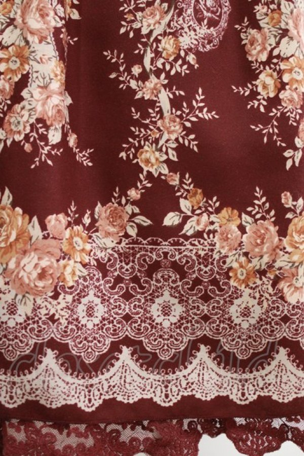 画像4: axes femme / ローズレースプリントチュニック  ワイン H-26-01-19-021-AX-TO-KB-ZH (4)