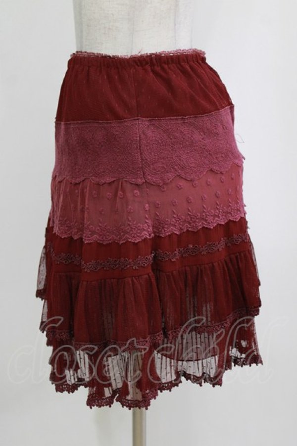 画像2: axes femme / チュールプリーツスカート  ワイン H-26-01-19-023-AX-SK-KB-ZH (2)