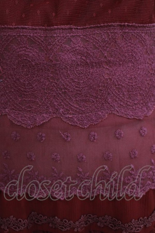 画像4: axes femme / チュールプリーツスカート  ワイン H-26-01-19-023-AX-SK-KB-ZH (4)