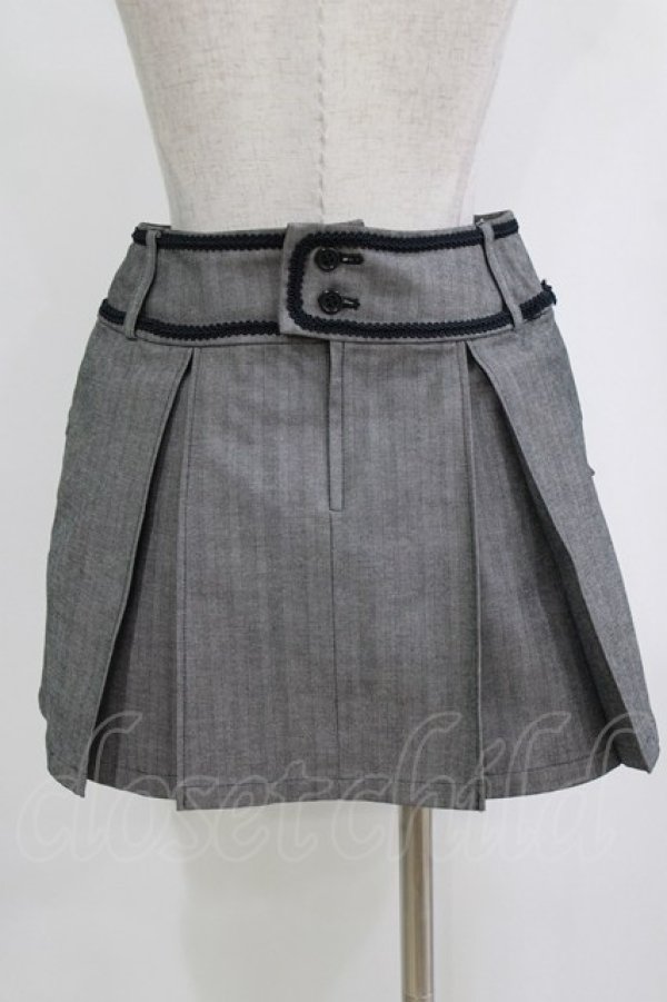 画像3: BPN / ダブルボタンタックスカート  グレー H-26-01-19-025-GO-SK-KB-ZH (3)