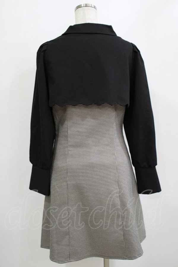 画像3: Fi.n.t / スカラップ使いレイヤードチェックワンピース Free BLACK×GY H-26-01-20-024-CA-OP-NS-ZH (3)