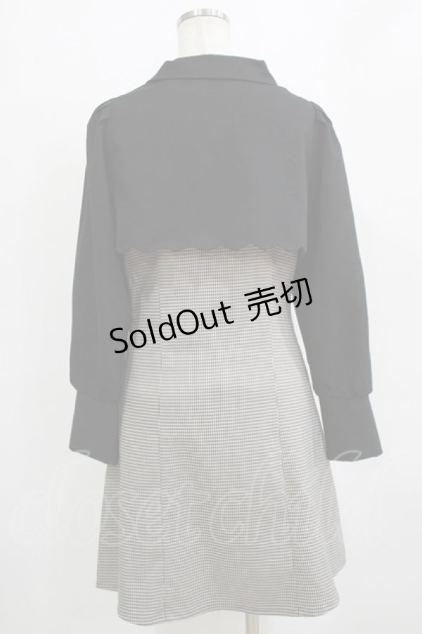 画像3: Fi.n.t / スカラップ使いレイヤードチェックワンピース Free BLACK×GY H-26-01-20-024-CA-OP-NS-ZH (3)