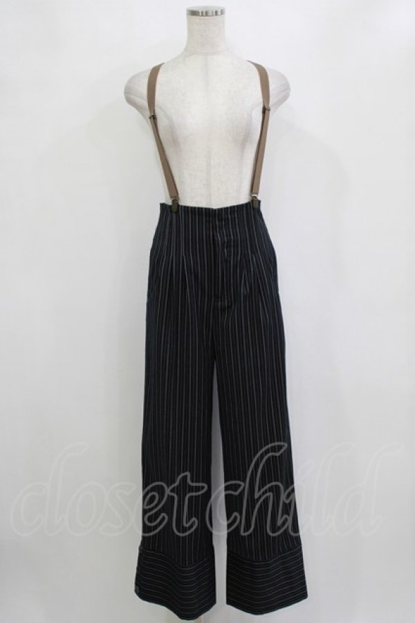 画像1: an another angelus / サスペンダー付きピンストライプパンツ S NAVY H-26-01-20-027-CA-PA-NS-ZH (1)