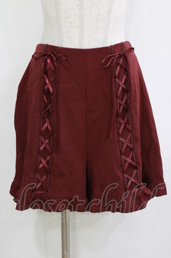 画像1: axes femme POETIQUE / レースアップキュロットパンツ M ワイン H-26-01-20-029-AX-PA-NS-ZH (1)