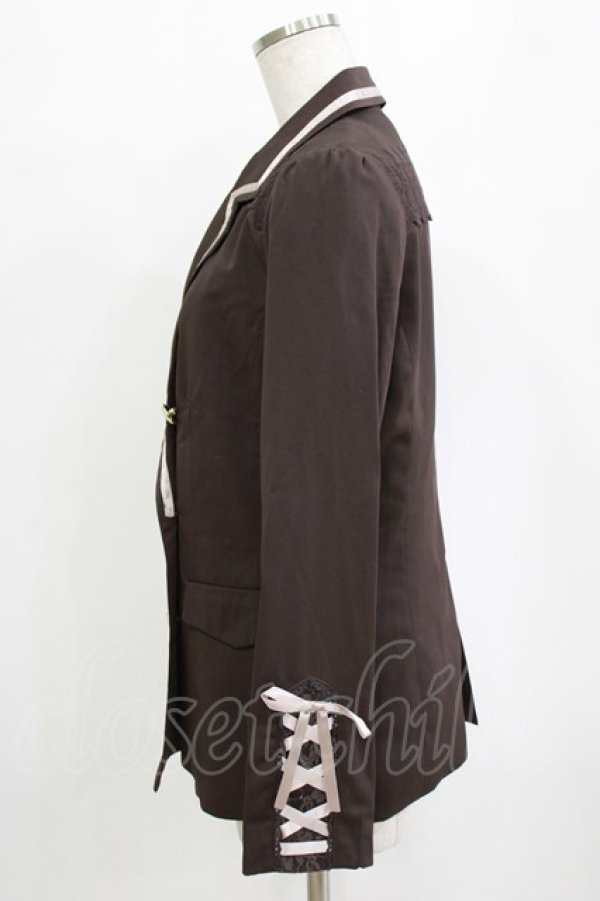 画像2: axes femme / 袖レースアップジャケット M ブラウン H-26-01-20-037-AX-JA-NS-ZH (2)