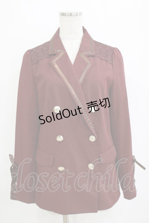 画像1: axes femme / 袖レースアップジャケット M ワイン H-26-01-20-038-AX-JA-NS-ZH (1)