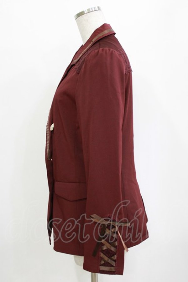 画像2: axes femme / 袖レースアップジャケット M ワイン H-26-01-20-038-AX-JA-NS-ZH (2)