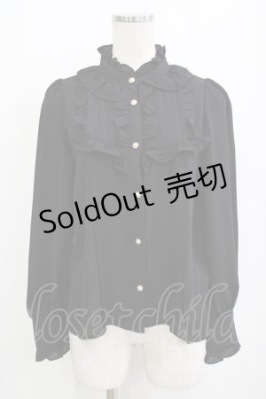 画像: axes femme Kawaii / スタンド襟フリルブラウス M ブラック H-26-01-20-042-AX-BL-NS-ZH