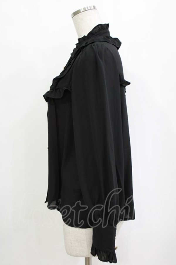 画像2: axes femme Kawaii / スタンド襟フリルブラウス M ブラック H-26-01-20-042-AX-BL-NS-ZH (2)