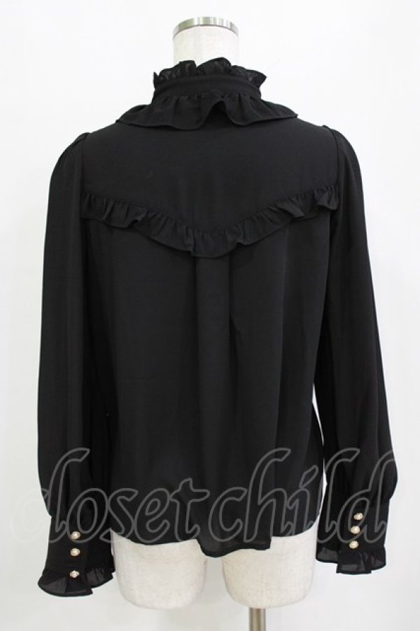 画像3: axes femme Kawaii / スタンド襟フリルブラウス M ブラック H-26-01-20-042-AX-BL-NS-ZH (3)