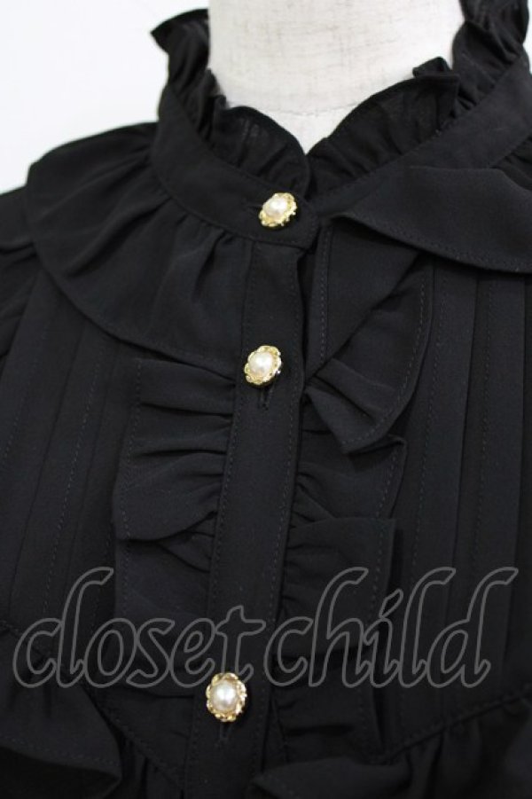 画像4: axes femme Kawaii / スタンド襟フリルブラウス M ブラック H-26-01-20-042-AX-BL-NS-ZH (4)